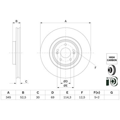 Remschijf Bosch 0 986 479 G26 Voorkant, Geventileerd, Sterk Gecarboniseerd, 1 Stuk Remschijf Bosch 0 986 479 G26 Voorkant, Geventileerd, Sterk Gecarboniseerd, 1 Stuk