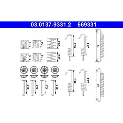 Toebehorenset, Parkeerremschoenen Ate 03.0137-9331.2 Toebehorenset, Parkeerremschoenen Ate 03.0137-9331.2