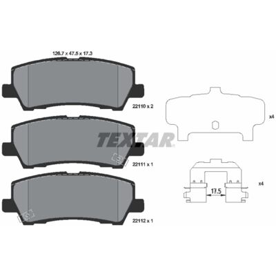 Remblokset Textar 2211001, Achter Remblokset Textar 2211001, Achter