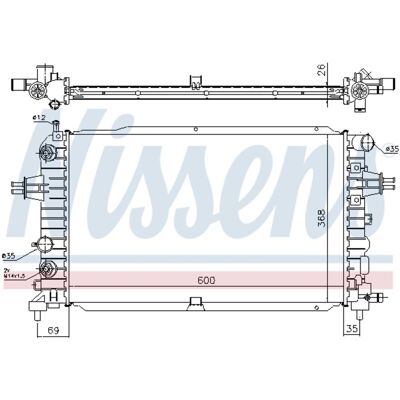 Radiator, Motorkoeling Nissens 630768 Radiator, Motorkoeling Nissens 630768