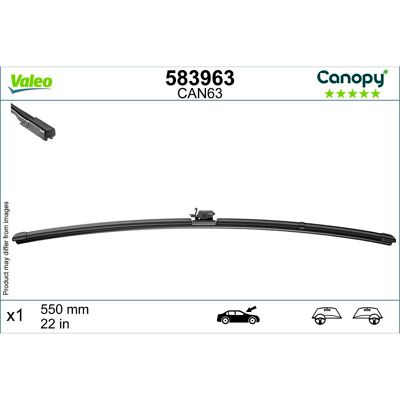 Wisserblad Valeo Canopy 583963, 550mm, Voor, 1 Stuk Wisserblad Valeo Canopy 583963, 550mm, Voor, 1 Stuk