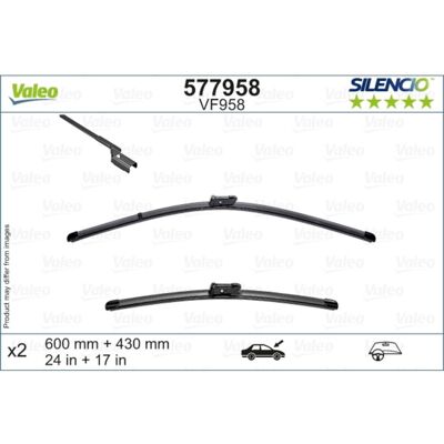 Wisserblad Valeo Silencio 577958, 600/430mm, Voor, 2 Stuk Wisserblad Valeo Silencio 577958, 600/430mm, Voor, 2 Stuk