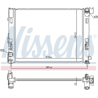 Radiator, Motorkoeling Nissens 606726 Radiator, Motorkoeling Nissens 606726