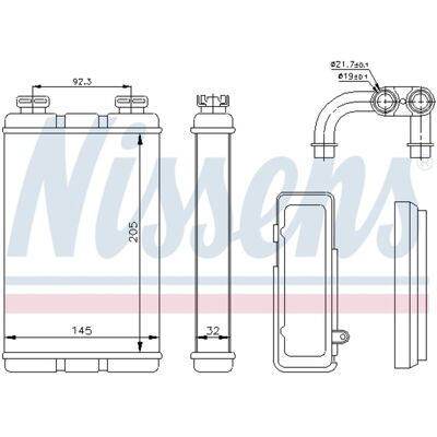 Warmtewisselaar, Interieur Verwarming Nissens 70520 Warmtewisselaar, Interieur Verwarming Nissens 70520