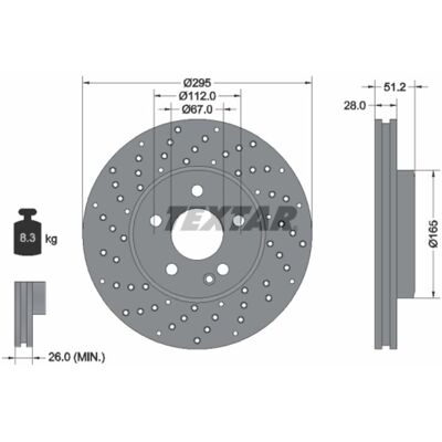 Remschijf Textar 92257505 Voorkant, Geventileerd, Geperforeerd, Sterk Gecarboniseerd, 1 Stuk Remschijf Textar 92257505 Voorkant, Geventileerd, Geperforeerd, Sterk Gecarboniseerd, 1 Stuk