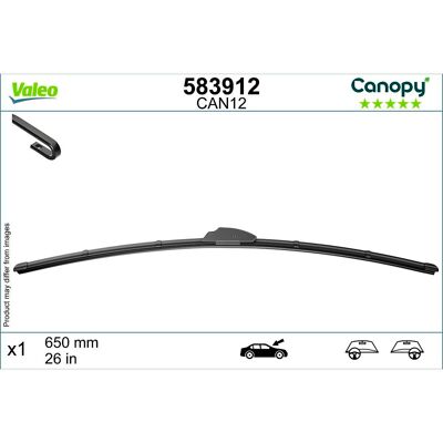 Wisserblad Valeo Canopy 583912, 650mm, Voor, 1 Stuk Wisserblad Valeo Canopy 583912, 650mm, Voor, 1 Stuk