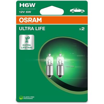 Ams-Osram Gloeilamp Osram Ultra Life H6w 12v, 6w, 2 Stuk Ams-Osram Gloeilamp Osram Ultra Life H6w 12v, 6w, 2 Stuk