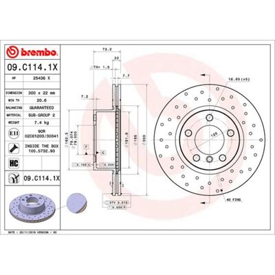 Remschijf Brembo Xtra Line Brembo 09.C114.1x, 1 Stuk Remschijf Brembo Xtra Line Brembo 09.C114.1x, 1 Stuk