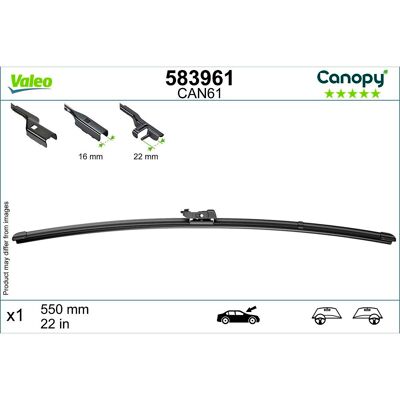 Wisserblad Valeo Canopy 583961, 550mm, Voor, 1 Stuk Wisserblad Valeo Canopy 583961, 550mm, Voor, 1 Stuk