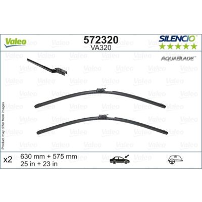 Wisserblad Valeo Aquablade 572320, 630/575mm, Voor, 2 Stuk Wisserblad Valeo Aquablade 572320, 630/575mm, Voor, 2 Stuk