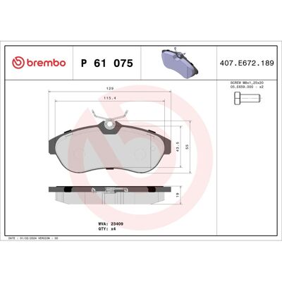 Remblokset Brembo Xtra P 61 075x, Voor Remblokset Brembo Xtra P 61 075x, Voor