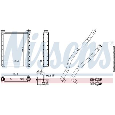 Warmtewisselaar, Interieur Verwarming Nissens 707198 Warmtewisselaar, Interieur Verwarming Nissens 707198