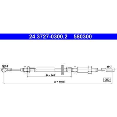 Kabel, Parkeerrem Ate 24.3727-0300.2 Kabel, Parkeerrem Ate 24.3727-0300.2