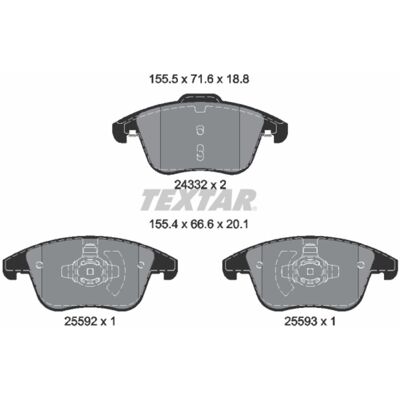 Remblokset Textar 2433205, Voor Remblokset Textar 2433205, Voor