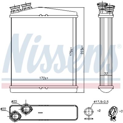 Warmtewisselaar, Interieur Verwarming Nissens 73645 Warmtewisselaar, Interieur Verwarming Nissens 73645