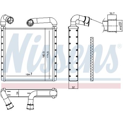 Warmtewisselaar, Interieur Verwarming Nissens 73943 Warmtewisselaar, Interieur Verwarming Nissens 73943