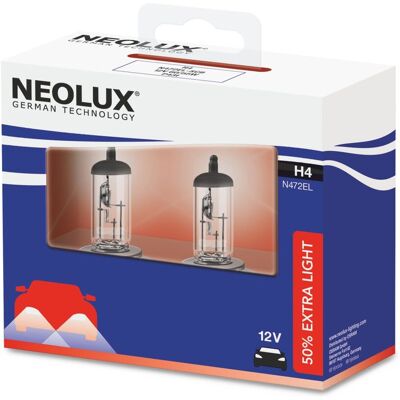 Lamp Halogeen Neolux H4 Extra Light + 50% 12v/60/55w, 2 Stuk Lamp Halogeen Neolux H4 Extra Light + 50% 12v/60/55w, 2 Stuk
