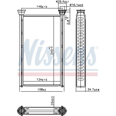 Warmtewisselaar, Interieur Verwarming Nissens 707209 Warmtewisselaar, Interieur Verwarming Nissens 707209