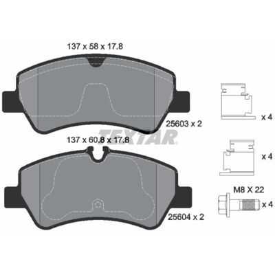 Remblokset Textar 2560301, Achter Remblokset Textar 2560301, Achter