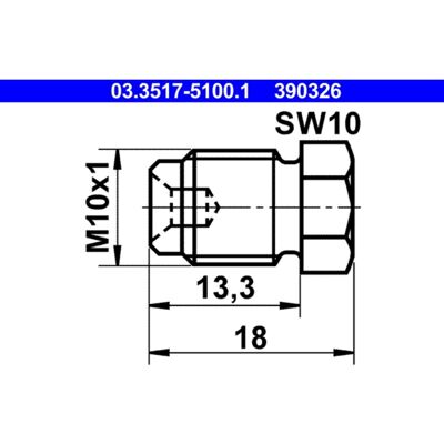 Afsluitschroef, Hoofdremcilinder Ate 03.3517-5100.1 Afsluitschroef, Hoofdremcilinder Ate 03.3517-5100.1
