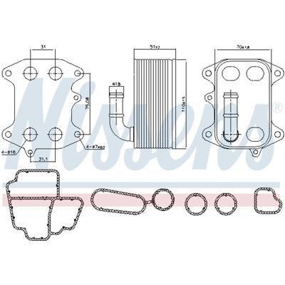 Olie Radiator, Motorolie Nissens 91272 Olie Radiator, Motorolie Nissens 91272