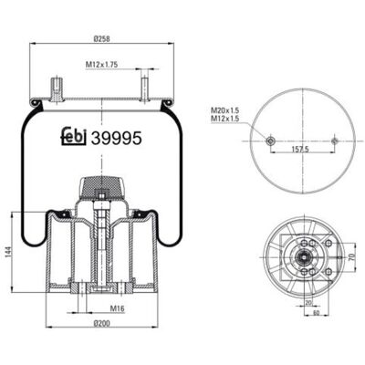 Veerbalg, Luchtvering Febi Bilstein 39995 Veerbalg, Luchtvering Febi Bilstein 39995