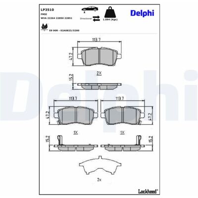 Remblokset Delphi Lp3510, Voor Remblokset Delphi Lp3510, Voor