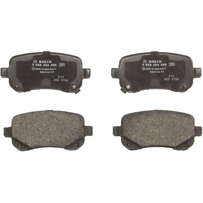 Remblokset Bosch 0 986 494 496, Achter Remblokset Bosch 0 986 494 496, Achter