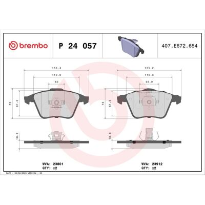 Remblokset Brembo P 24 057, Voor Remblokset Brembo P 24 057, Voor