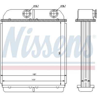 Warmtewisselaar, Interieur Verwarming Nissens 73644 Warmtewisselaar, Interieur Verwarming Nissens 73644
