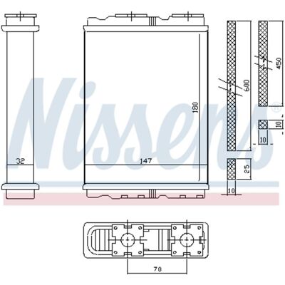 Warmtewisselaar, Interieur Verwarming Nissens 72050 Warmtewisselaar, Interieur Verwarming Nissens 72050