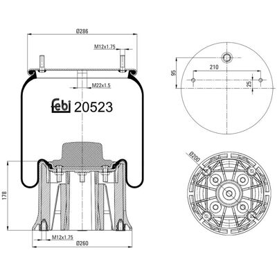 Veerbalg, Luchtvering Febi Bilstein 20523 Veerbalg, Luchtvering Febi Bilstein 20523