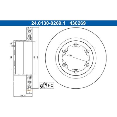 Remschijf Ate 24.0130-0269.1, 1 Stuk Remschijf Ate 24.0130-0269.1, 1 Stuk