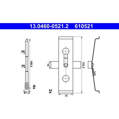 Montageset, Remblokset Ate 13.0460-0521.2 Montageset, Remblokset Ate 13.0460-0521.2