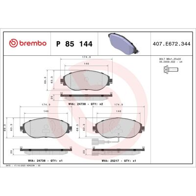 Remblokset Brembo Xtra P 85 144x Remblokset Brembo Xtra P 85 144x