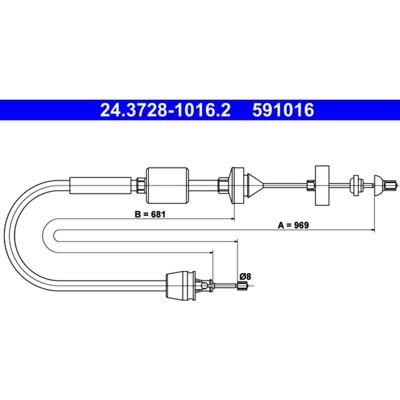 Kabel, Koppelingsbediening Ate 24.3728-1016.2 Kabel, Koppelingsbediening Ate 24.3728-1016.2