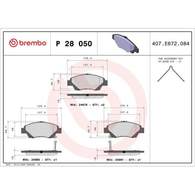 Remblokset Brembo Xtra P 28 050x, Voor Remblokset Brembo Xtra P 28 050x, Voor