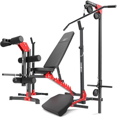 Set MH25 Adjustable bench with adapter MH-L115 + Adjustable exercise racks stands MH-S201 + Leg trainer MH-A102 + Preacher curl attachment MH-A101 + Lat attachment MH-W104 - Marbo Sport Set MH25 Adjustable bench with adapter MH-L115 + Adjustable exercise racks stands MH-S201 + Leg trainer MH-A102 + Preacher curl attachment MH-A101 + Lat attachment MH-W104 - Marbo Sport