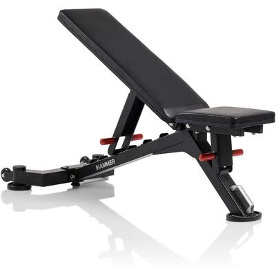 Halterbank Force 5.0 Verstelbare halter- & trainingsbank met decline, belastbaar tot 250 kg, comfortbekleding & transportwielen HAMMER Halterbank Force 5.0 Verstelbare halter- & trainingsbank met decline, belastbaar tot 250 kg, comfortbekleding & transportwielen HAMMER