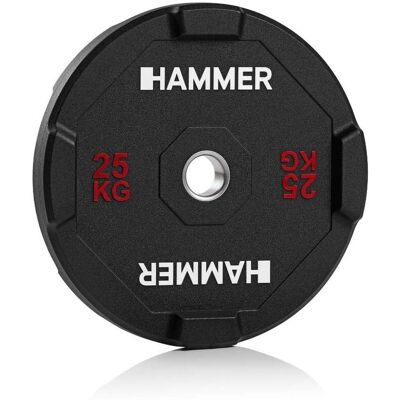 Bumper Plate Competition, 25 kg, snel te hanteren, optimale controle, binnendiameter 50 mm, ideaal voor sled pulls HAMMER Bumper Plate Competition, 25 kg, snel te hanteren, optimale controle, binnendiameter 50 mm, ideaal voor sled pulls HAMMER