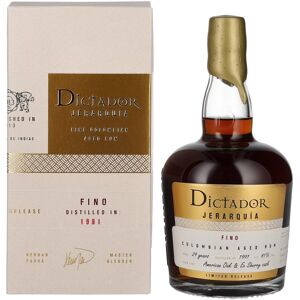 Dictador rum Dictador JERARQUÍA 29 Years Old FINO Rum 1991 41% Vol. 0,7l in geschenkverpakking Dictador rum Dictador JERARQUÍA 29 Years Old FINO Rum 1991 41% Vol. 0,7l in geschenkverpakking