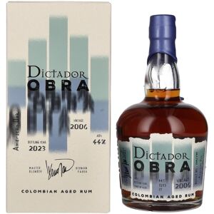 Dictador rum Dictador OBRA VINTAGE 17 Years Old AMERICAN OAK CASK Rum 2006 44% Vol. 0,7l in geschenkverpakking Dictador rum Dictador OBRA VINTAGE 17 Years Old AMERICAN OAK CASK Rum 2006 44% Vol. 0,7l in geschenkverpakking