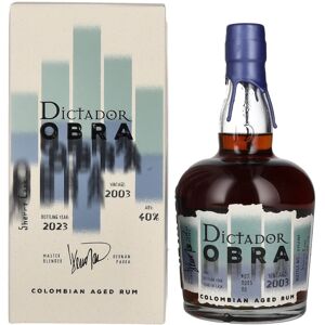 Dictador rum Dictador OBRA VINTAGE 20 Years Old SHERRY CASK Rum 2003 40% Vol. 0,7l in geschenkverpakking Dictador rum Dictador OBRA VINTAGE 20 Years Old SHERRY CASK Rum 2003 40% Vol. 0,7l in geschenkverpakking