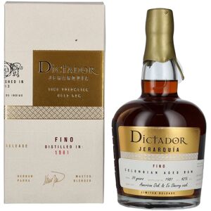 Dictador rum Dictador JERARQUÍA 39 Years Old FINO Rum 1981 42% Vol. 0,7l in geschenkverpakking Dictador rum Dictador JERARQUÍA 39 Years Old FINO Rum 1981 42% Vol. 0,7l in geschenkverpakking