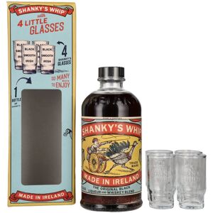 Shanky's Whip The Original Black Liqueur and Whiskey Blend 33% Vol. 0,7l in geschenkverpakking met 4 Shot Bril Shanky's Whip The Original Black Liqueur and Whiskey Blend 33% Vol. 0,7l in geschenkverpakking met 4 Shot Bril