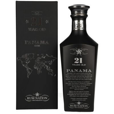 Rum Nation Panama 21 Years Old Black Edition 42% Vol. 0,7l in geschenkverpakking Rum Nation Panama 21 Years Old Black Edition 42% Vol. 0,7l in geschenkverpakking