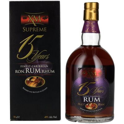 XM Royal Rum XM SUPREME 15 Years Old Finest Caribbean Rum 40% Vol. 0,7l in geschenkverpakking XM Royal Rum XM SUPREME 15 Years Old Finest Caribbean Rum 40% Vol. 0,7l in geschenkverpakking