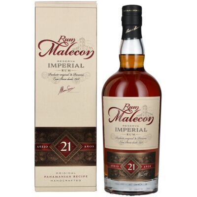 Rum Malecon Añejo 21 Años Reserva Imperial 40% Vol. 0,7l in geschenkverpakking Rum Malecon Añejo 21 Años Reserva Imperial 40% Vol. 0,7l in geschenkverpakking