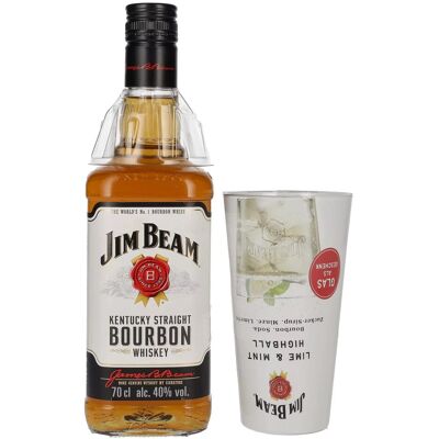 Jim Beam Kentucky Straight Bourbon Whiskey 40% Vol. 0,7l met Highball Glas Jim Beam Kentucky Straight Bourbon Whiskey 40% Vol. 0,7l met Highball Glas
