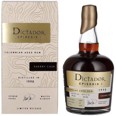 Dictador rum Dictador EPISODIO I 23 Years Old SHERRY CASK Rum 1998 45% Vol. 0,7l in geschenkverpakking Dictador rum Dictador EPISODIO I 23 Years Old SHERRY CASK Rum 1998 45% Vol. 0,7l in geschenkverpakking